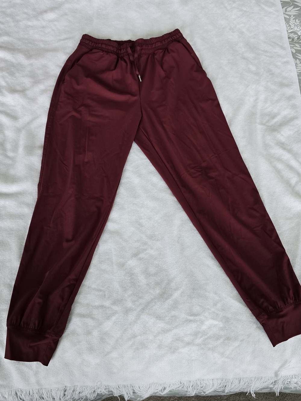 Women's Maroon Jogger Pants - Casual Elastic Waist